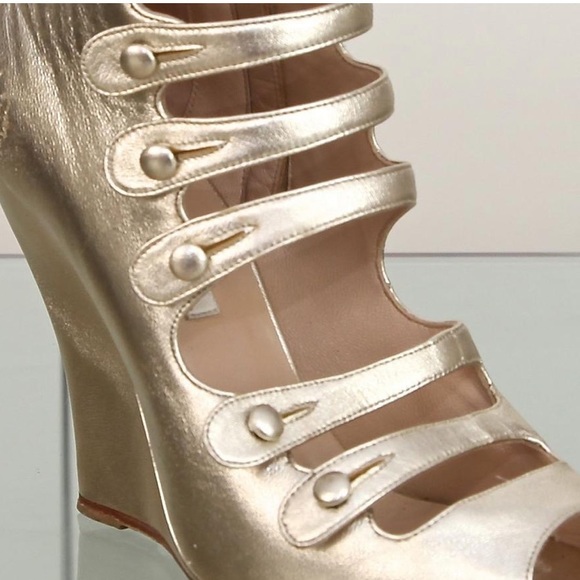 OSCAR de la RENTA METALLIC GOLD GLADIATOR ANKLE BOOTS SIZE 39 - Picture 4 of 6